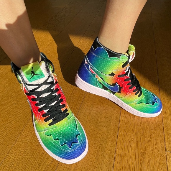 J. Balvin x Air Jordan 1 Retro OG High 'Colores Y Vibras' Sneakers size US M 8.5 - Picture 9 of 14